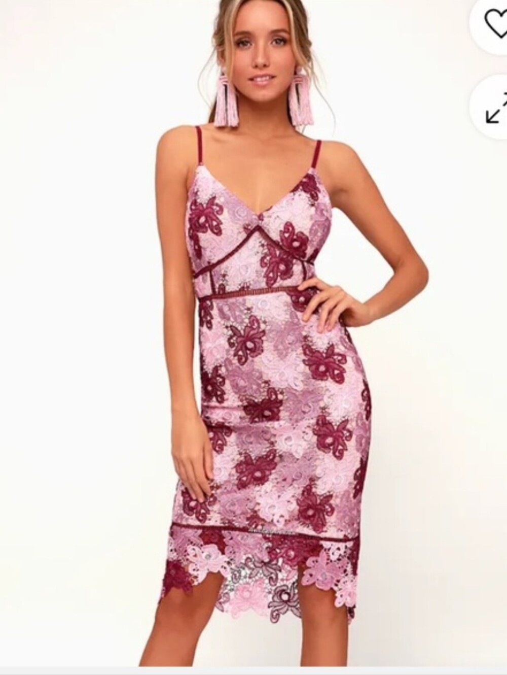 Lulu's Endless Elegance Mauve Multi Lace Bodycon Dress